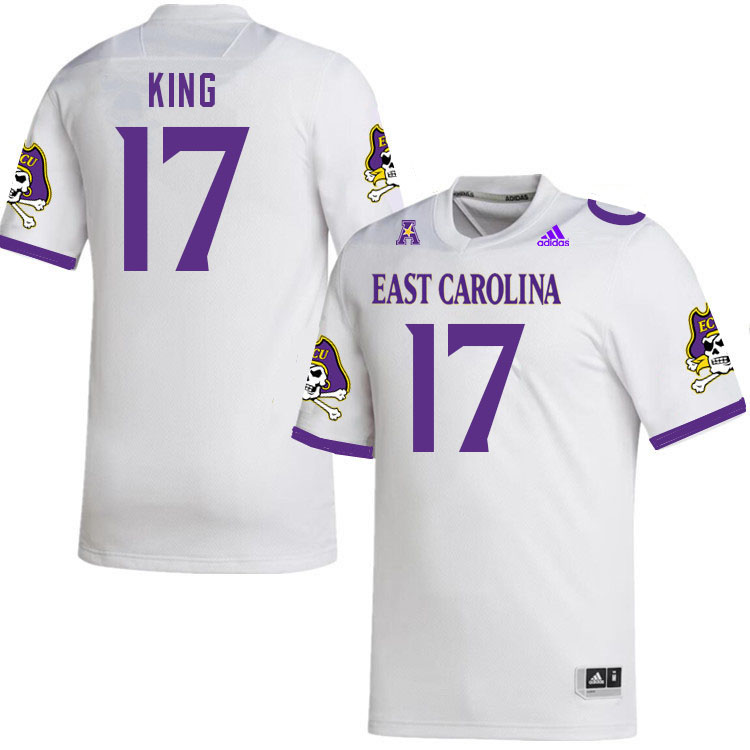 Men #17 Devon King ECU Pirates College Football Jerseys Stitched Sale-White